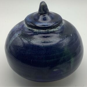 Dark Blue Pottery Lidded Bowl/Container